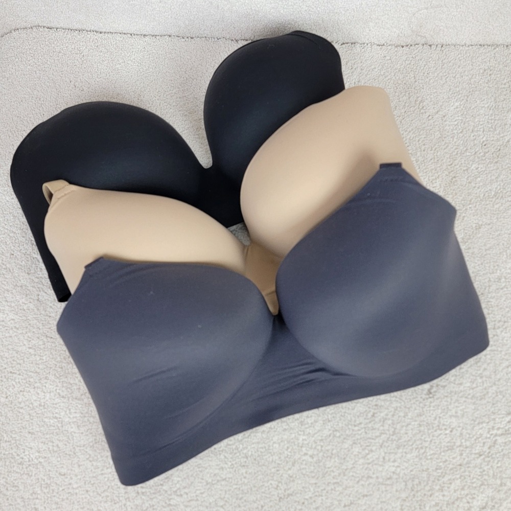 Soma Enbliss Wireless T-Shirt Bra Bundle 3 Pack 40DD Black Nude Gray Seamless‎